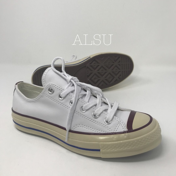 Converse Chuck 70 OX Leather White Dark Burgundy W - Picture 7 of 8